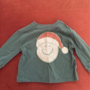 Festive Green Long Sleeve Tee with Santa Design